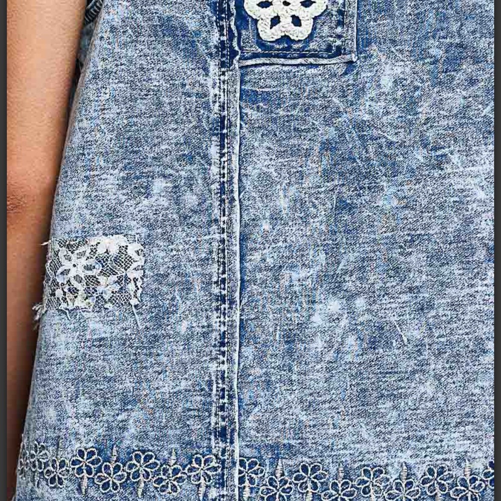💕LAST ONE! POL Denim Blue Women's Crochet with Lace Accents - Picture 6 of 7